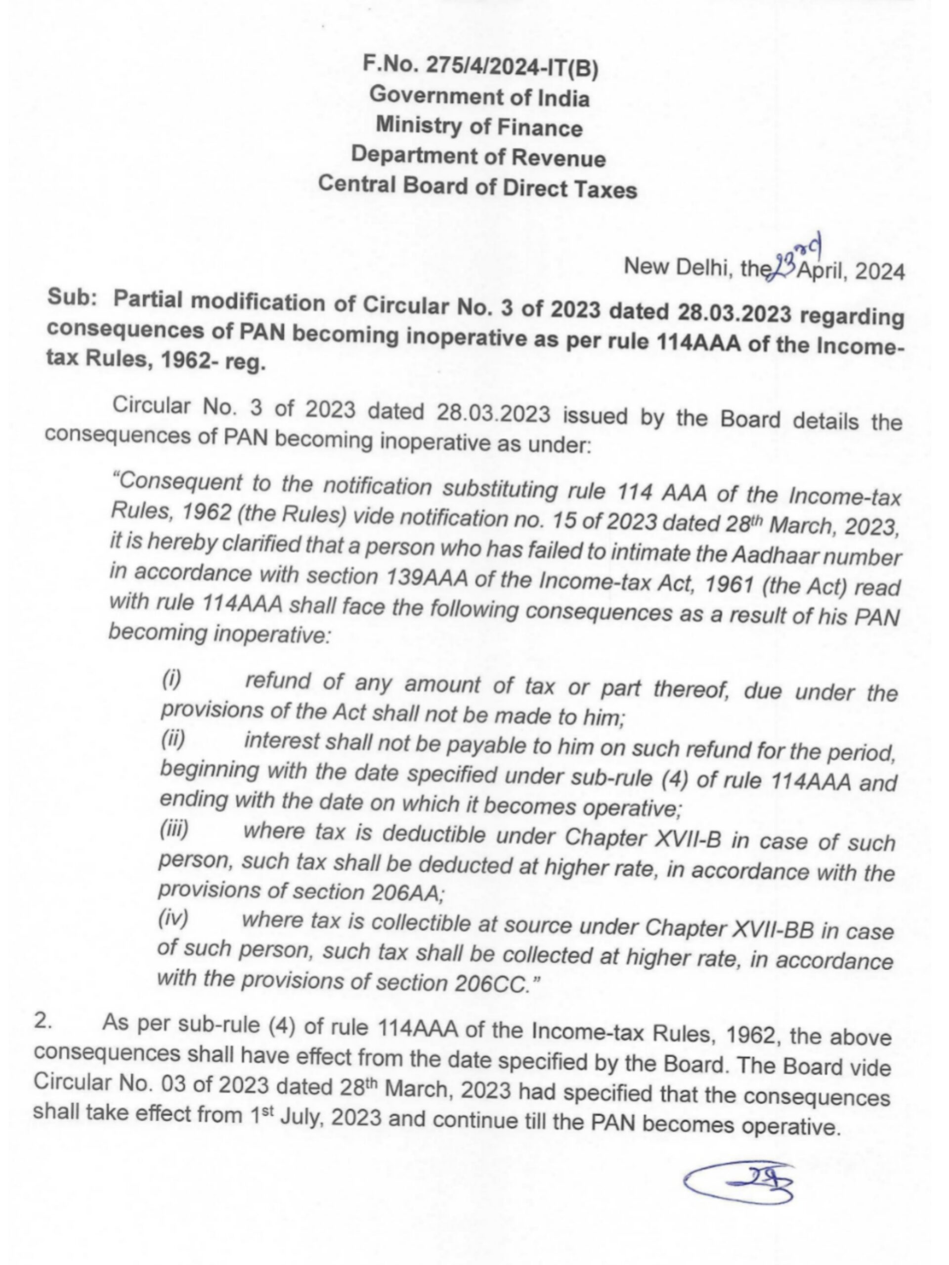 Income Tax TDS TCS New Circular